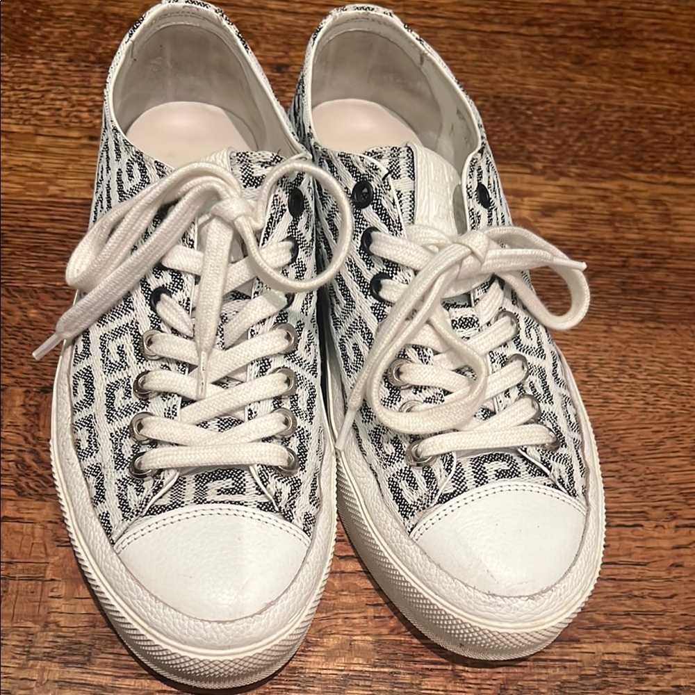 Givenchy White and Black Logo Knit Sneakers